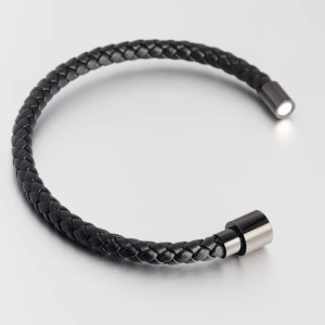 Fashionable Retro Leather Woven Titanium Steel Bracelet