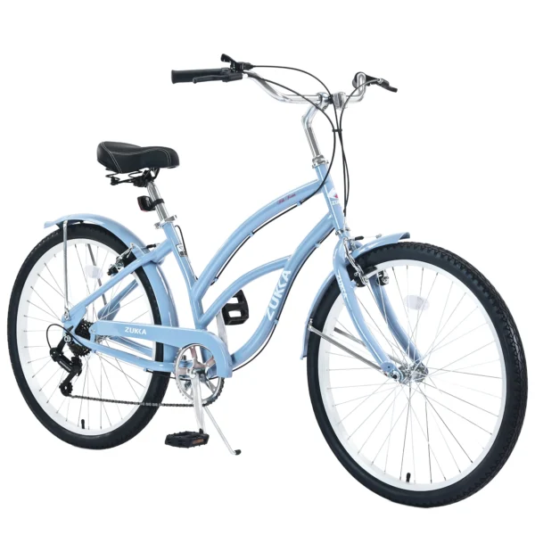 26 Inch Beach Cruiser Bike 7 Speeds Steel Frame for Adult Women Men Hybrid Bicycle Commuting Cycle Bicycle Rim 26 - Image 5