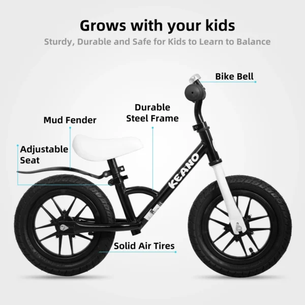 12 Inch Kids Balance Bike with Colorful Lighting Wheels, No Pedals Push Bikes for 2-5 Years Old Boys Girls - Image 3