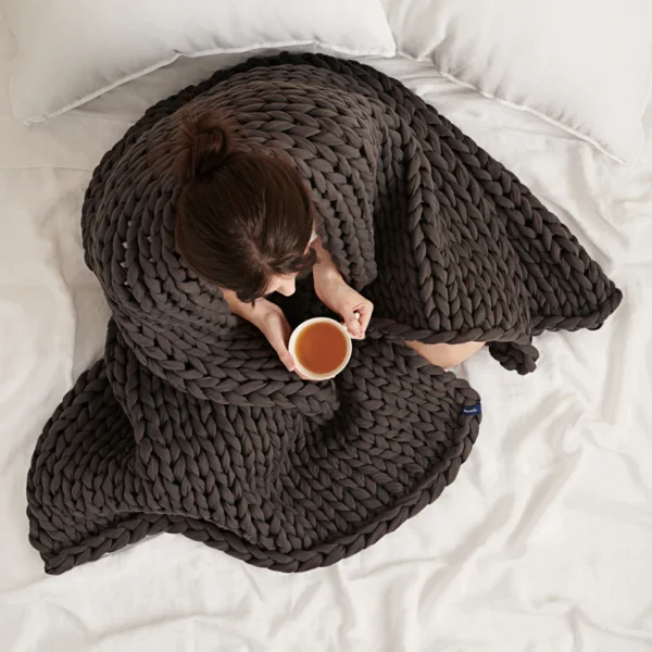 Cotton Knitted Weighted Blanket - Asteroid Grey -25 lbs (48"x72") - Image 2
