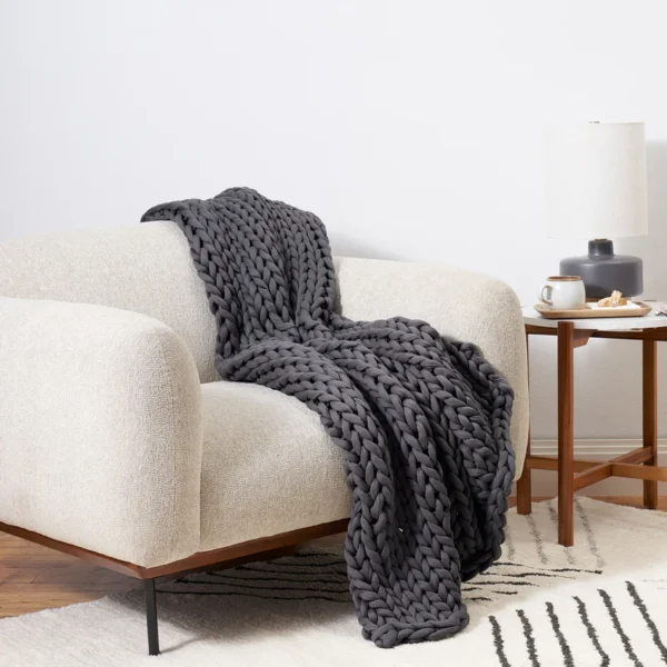 Cotton Knitted Weighted Blanket - Asteroid Grey -25 lbs (48"x72") - Image 5