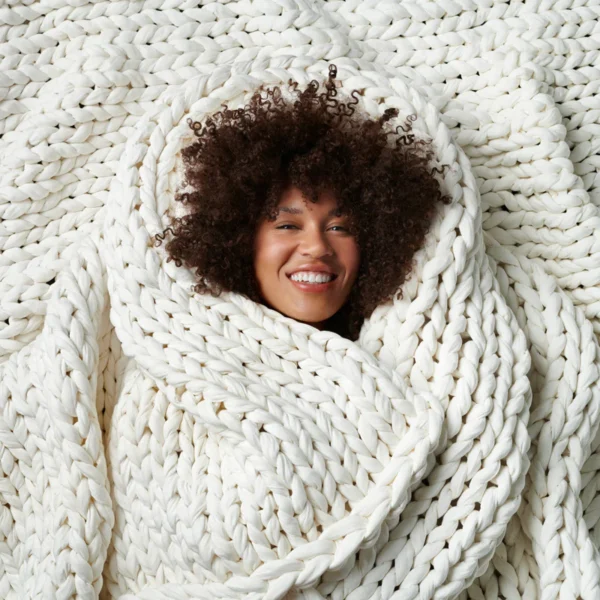 Cotton Knitted Weighted Blanket - Cloud White - 20 lbs (45"x72") - Image 2