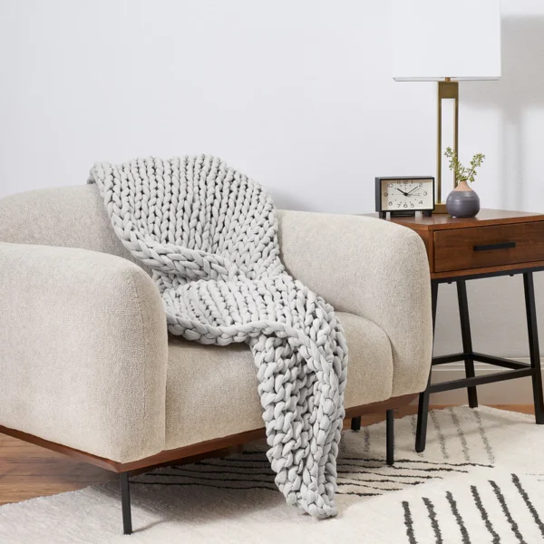 Cotton Knitted Weighted Blanket - Moonstone Grey - 15 lbs (40"x72") - Image 5
